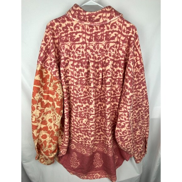 Free People Printed Ruby Jacket Womens XL Pink Combo Fleece Oversized Button - Picture 11 of 16
